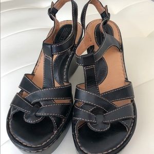 Born Black Soft Leather Strap Sandals